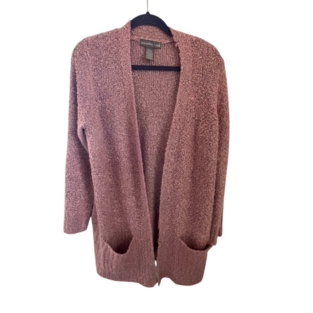 Alexandra + Oak Pink Open Front Mid-Length Sweater - XL